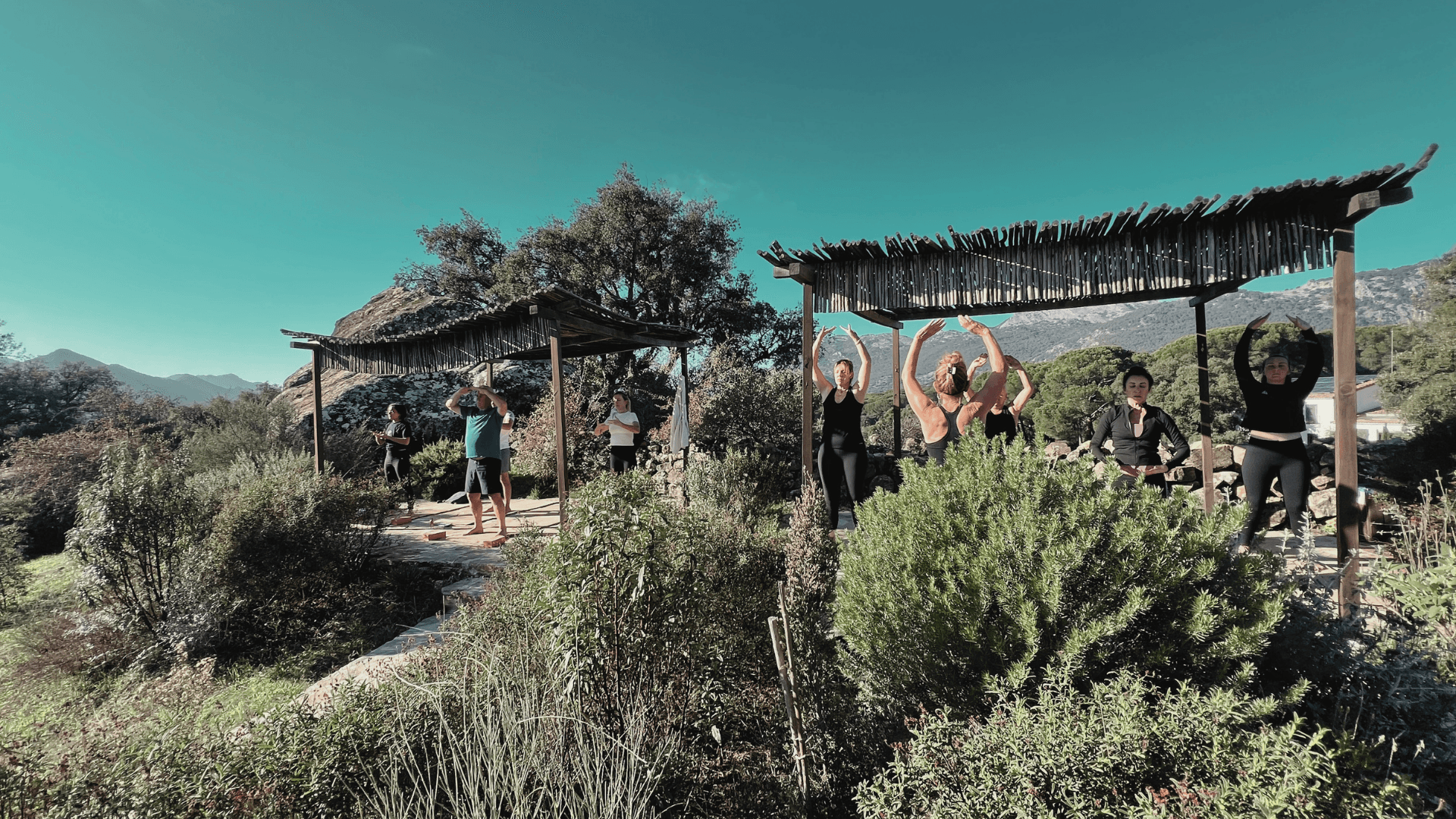Outside yoga shala on a retreat in the south of Spain